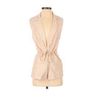 Entro Utility Vest Womens Size Small Drawstring Waist Khaki Cream Neutral
